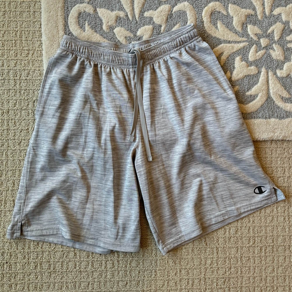 Champion performance light gray shorts.